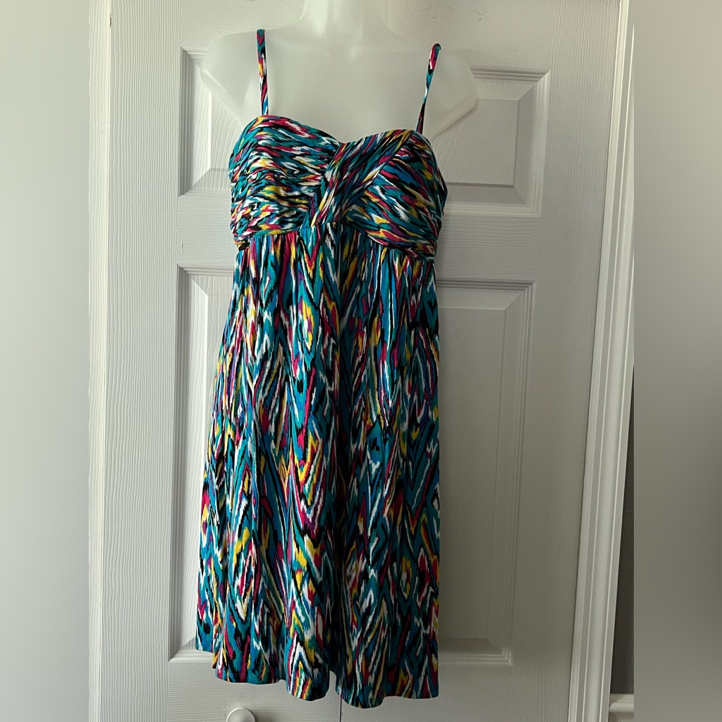 Laundry By Shelli Segal Colorful Print Dress W/ Removable Straps